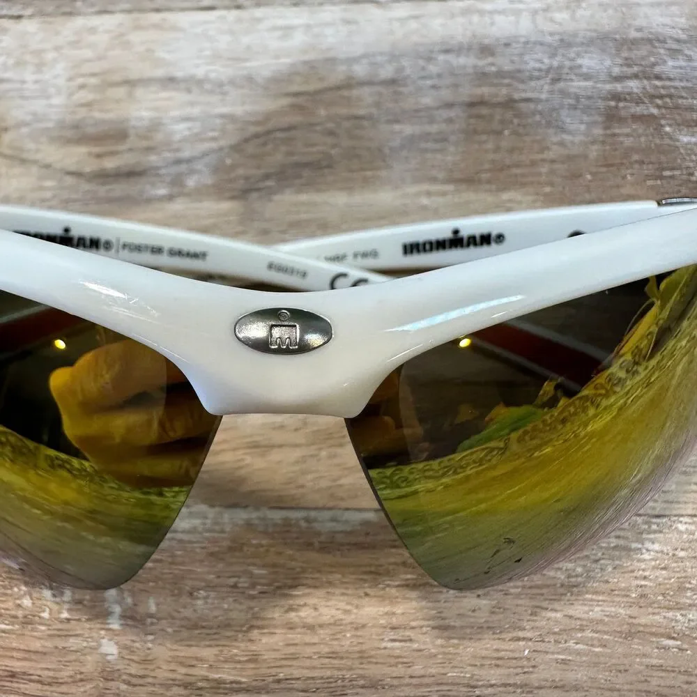 Ironman Polarized Active Sport Sunglasses White Wrap Frame, Mirrored